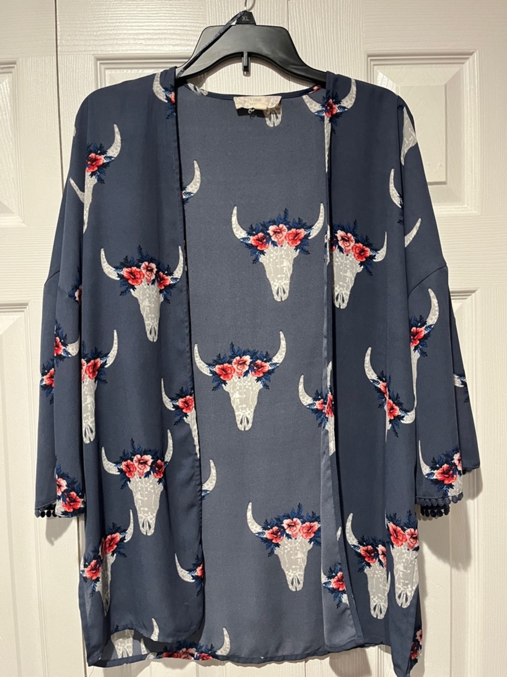 Pink Republic blue kimono with print